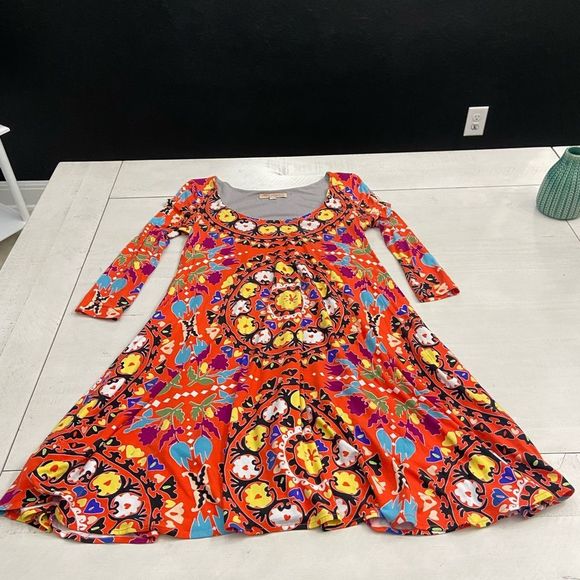 Mara Hoffman “Suzani” dress colorful boho romantic print long sleeve 3/4” - Picture 2 of 9